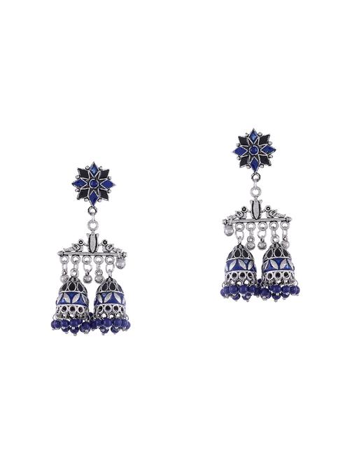 silver metal jhumka earring - 15997098 - Standard Image - 0