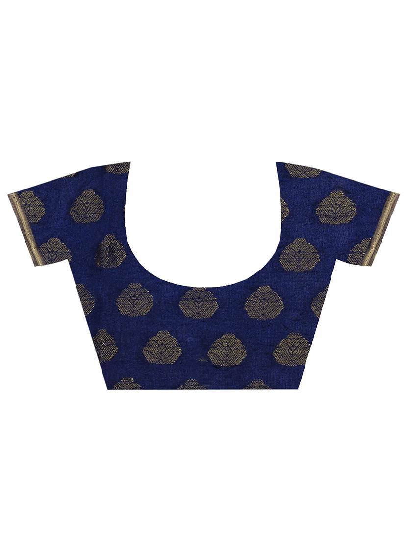 navy blue embellished saree with blouse - 15998101 - Standard Image - 2