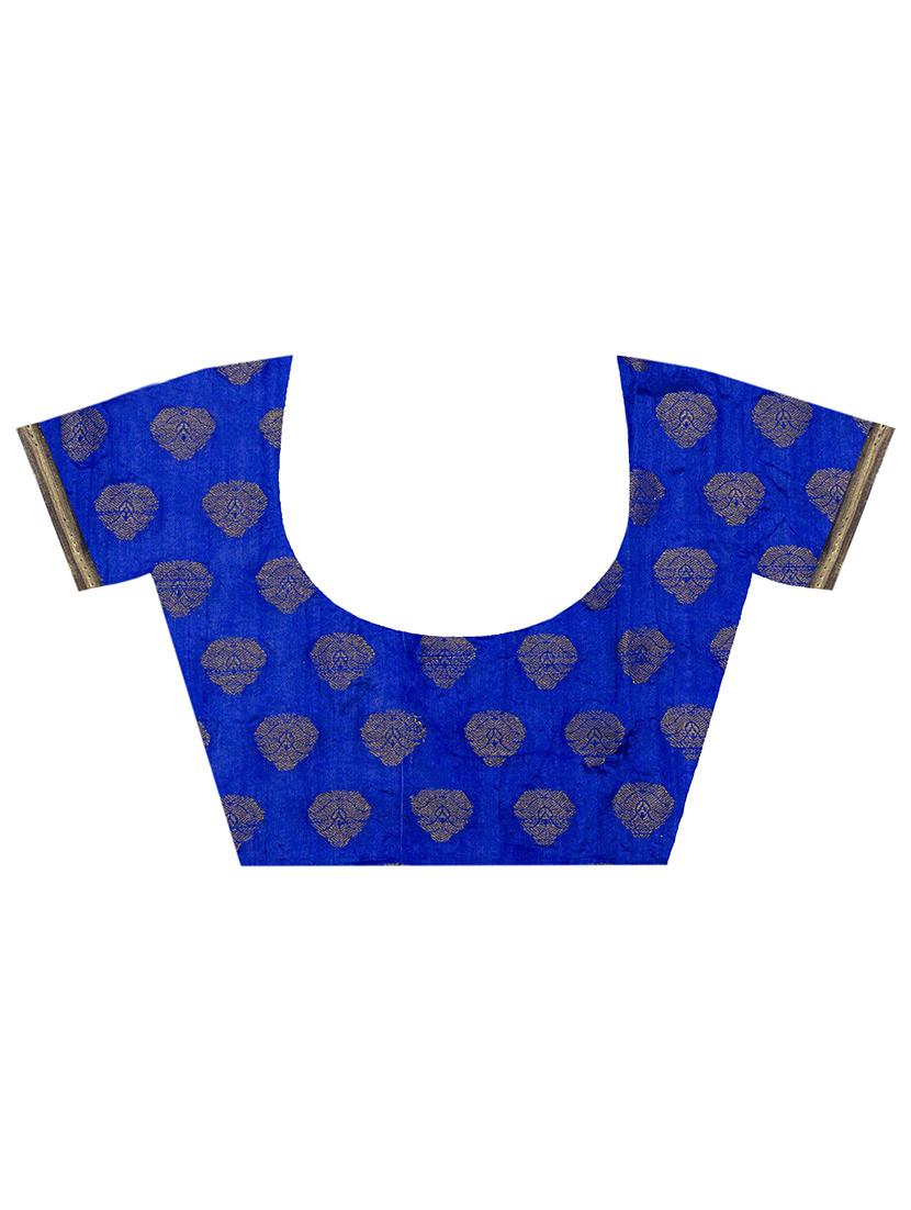 zari motifs blue woven saree with blouse - 15998104 - Standard Image - 2