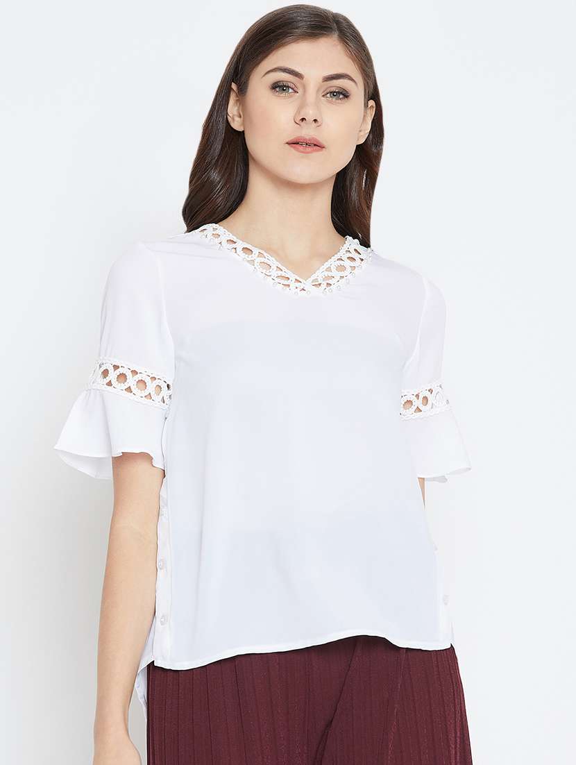 women's straight v neck top