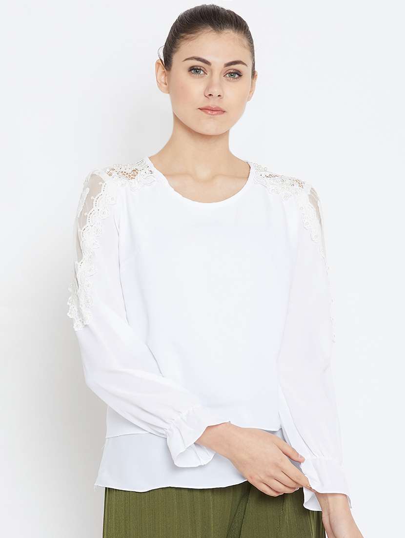 women's layered round neck top