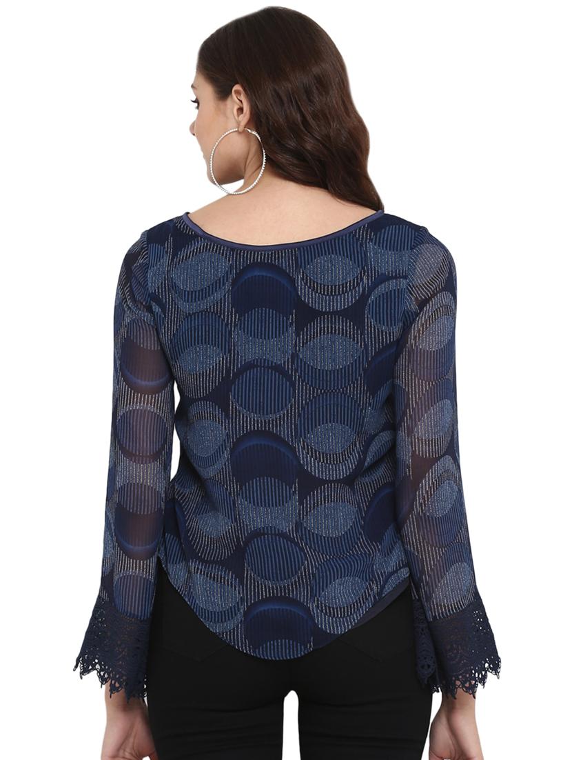 lace detail flared sleeved top - 16005254 - Standard Image - 2