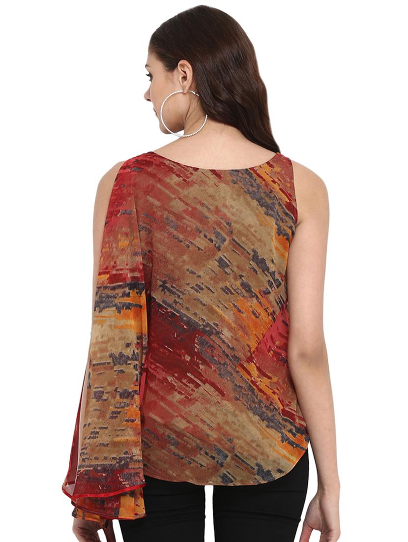 lace detail abstract asymmetric top - 16005256 - Standard Image - 2