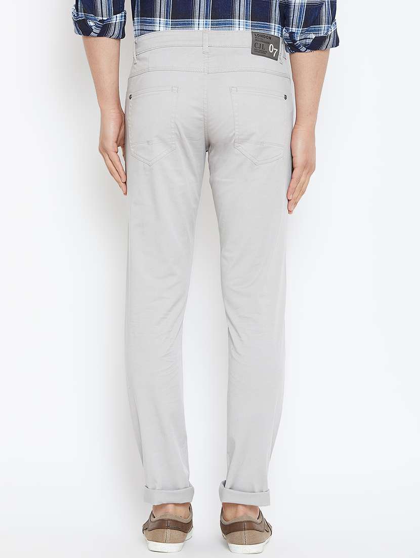 grey cotton blend chinos - 16005907 - Standard Image - 2