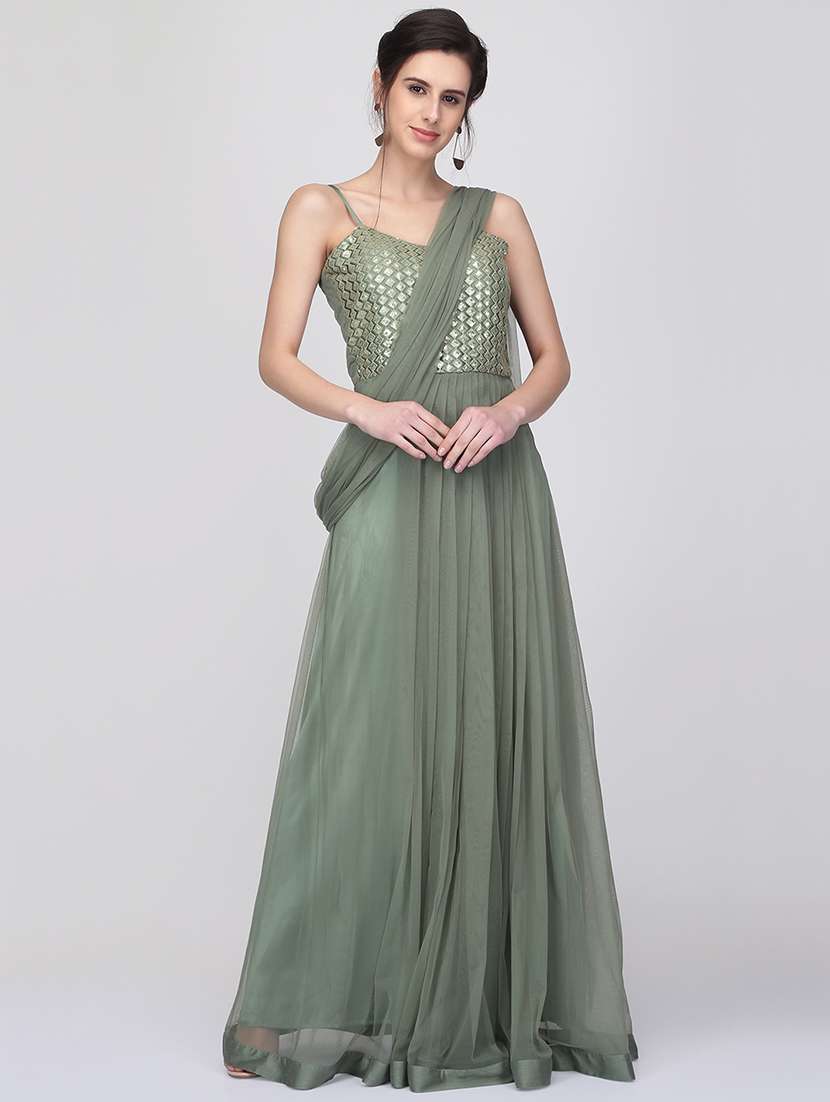 embellished flared gown