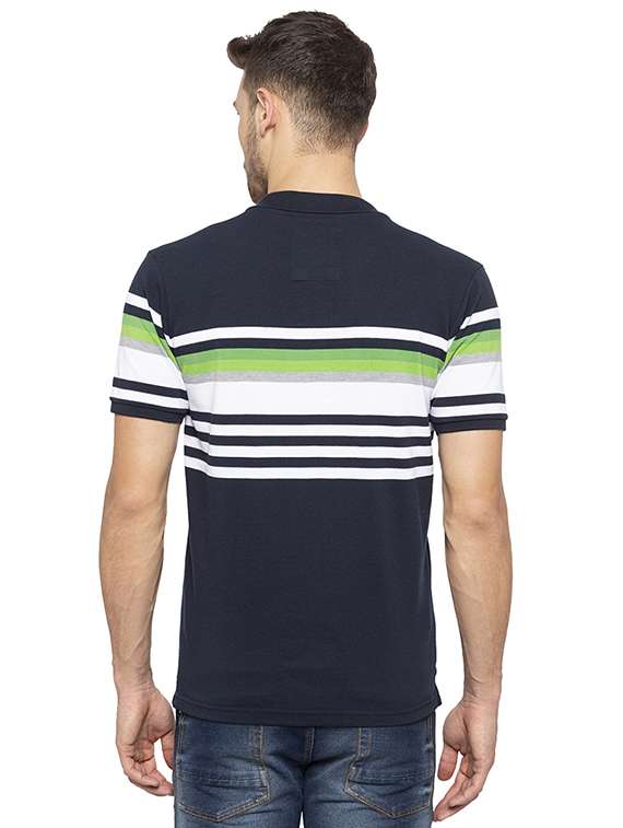 navy blue striped polo tshirt - 16008062 - Standard Image - 2