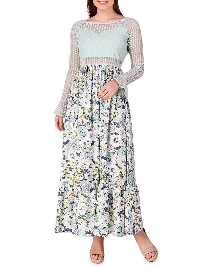 floral laced maxi dress