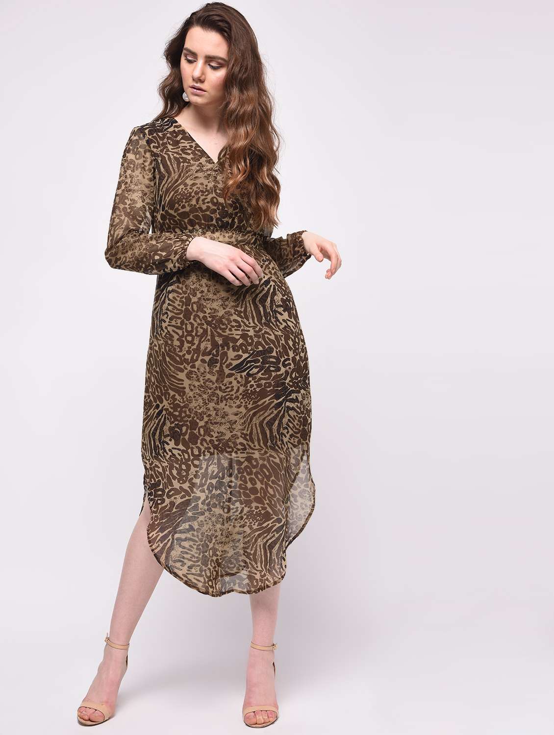 animal print empire line dress