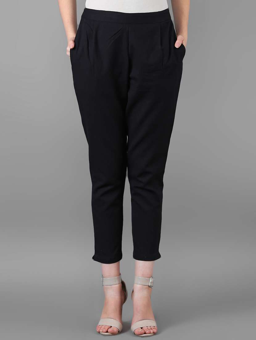women solid cigarette trouser
