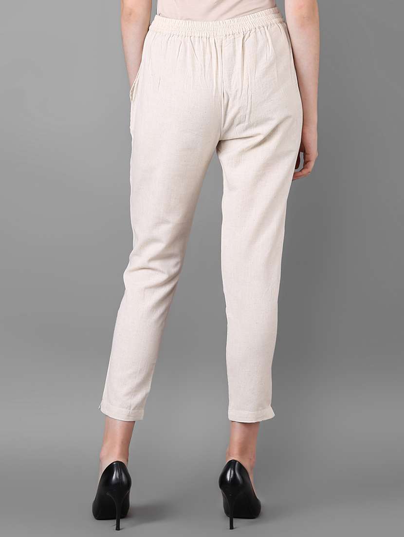 women solid cigarette trouser - 16009128 -  Standard Image - 2