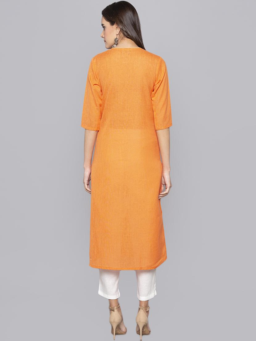 embroidered straight kurta - 16010967 - Standard Image - 2