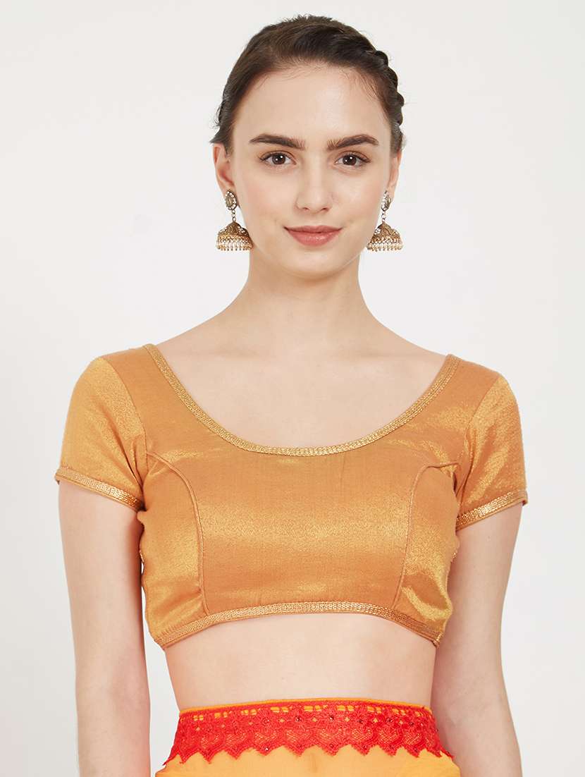 lace border yellow embroidered saree with blouse - 16011037 -  Standard Image - 2