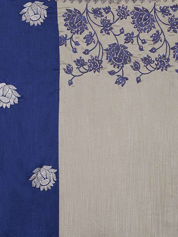 floral embroidered half & half saree with blouse - 16011039 - Standard Image - 2