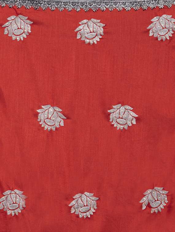 floral embroidered half & half saree with blouse - 16011040 -  Standard Image - 2