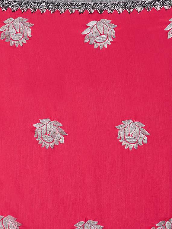 floral embroidered half & half saree with blouse - 16011042 - Standard Image - 2