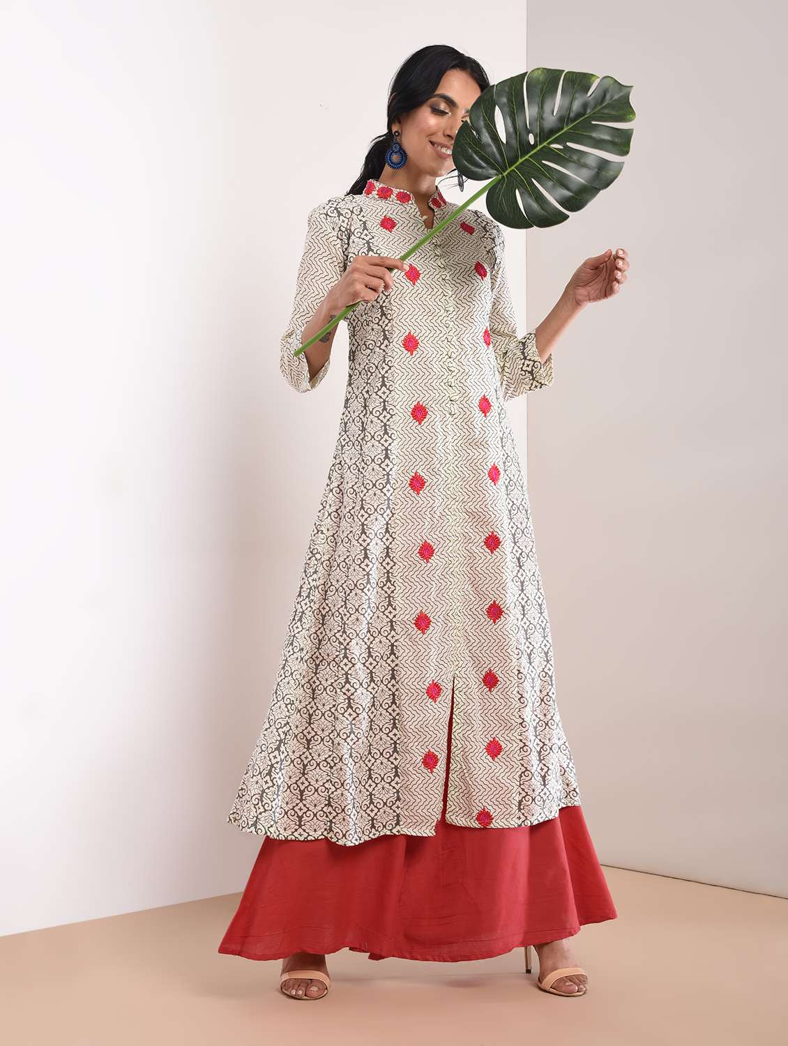 embroidered a-line kurta