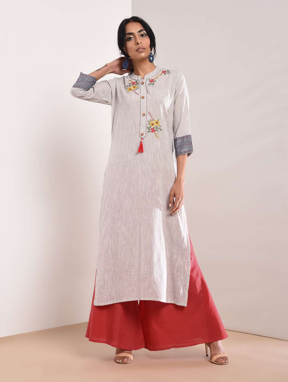 embroidered straight kurta