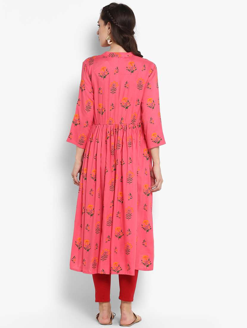 printed flared kurta - 16011651 - Standard Image - 2