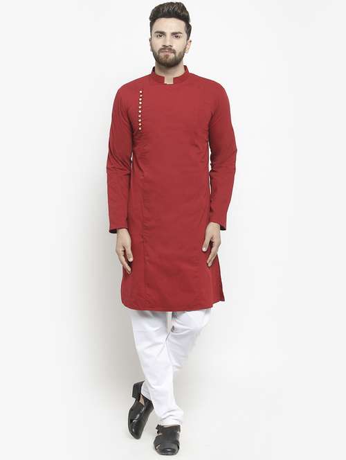 red solid long kurtas - 16012003 - Standard Image - 0