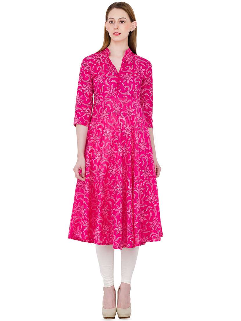 a-line block print kurta