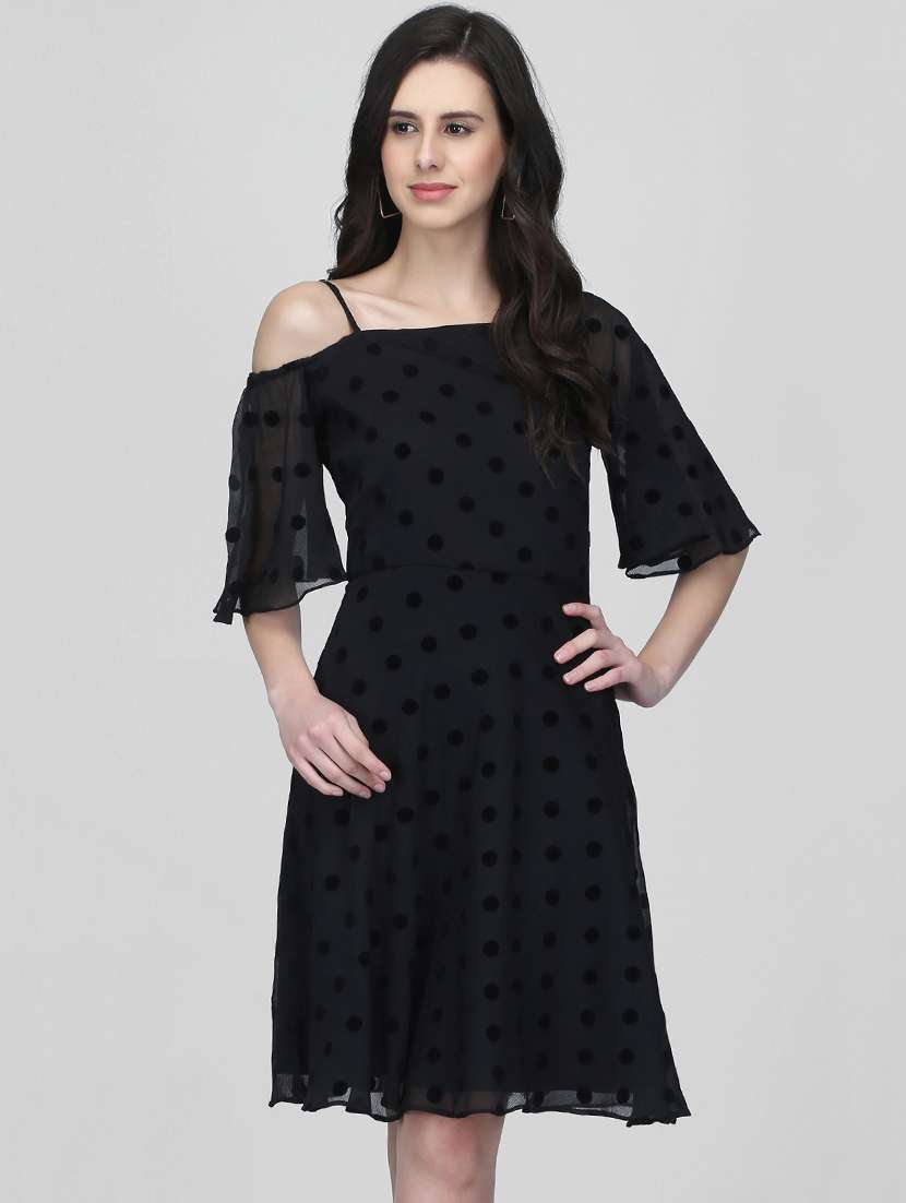 single cold shoulder flared dress