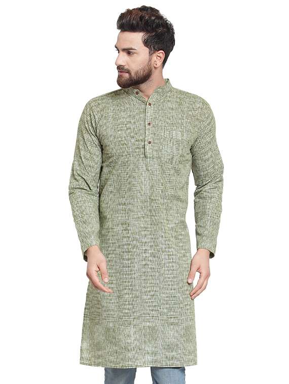 green cotton long kurta