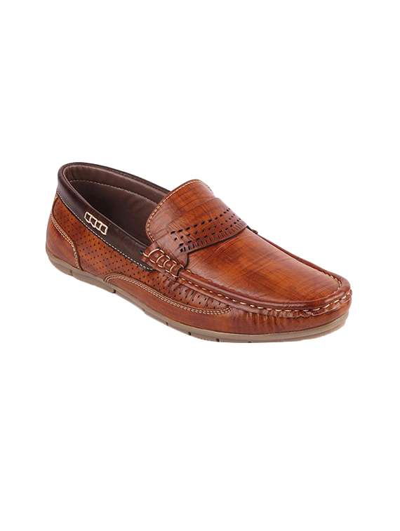 tan leatherette slip on loafers