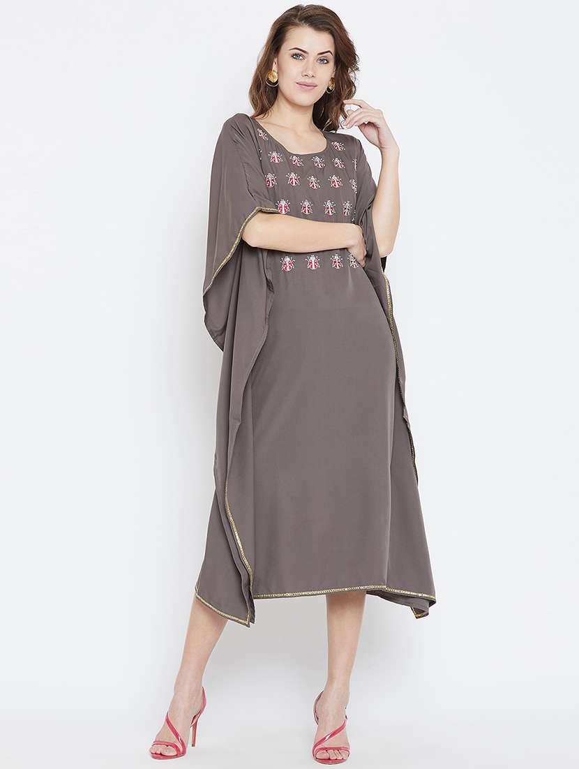 quirky embroidered kaftan dress