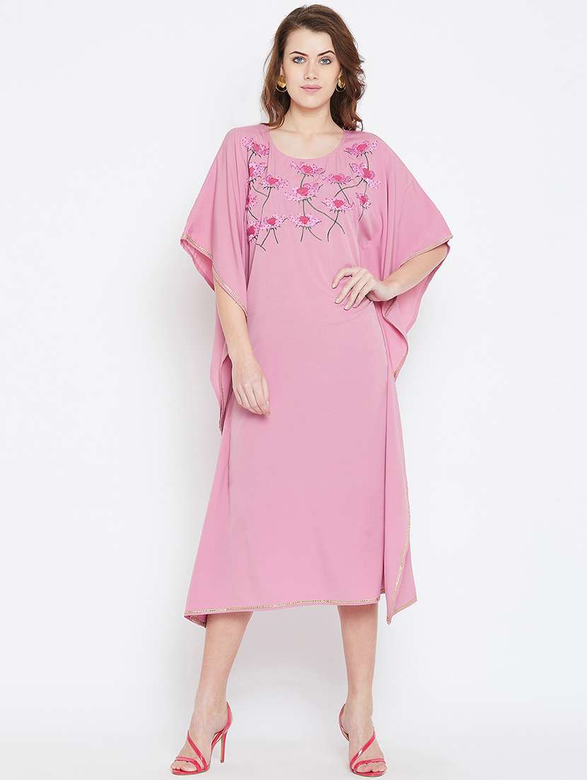 embroidered sequined kaftan dress