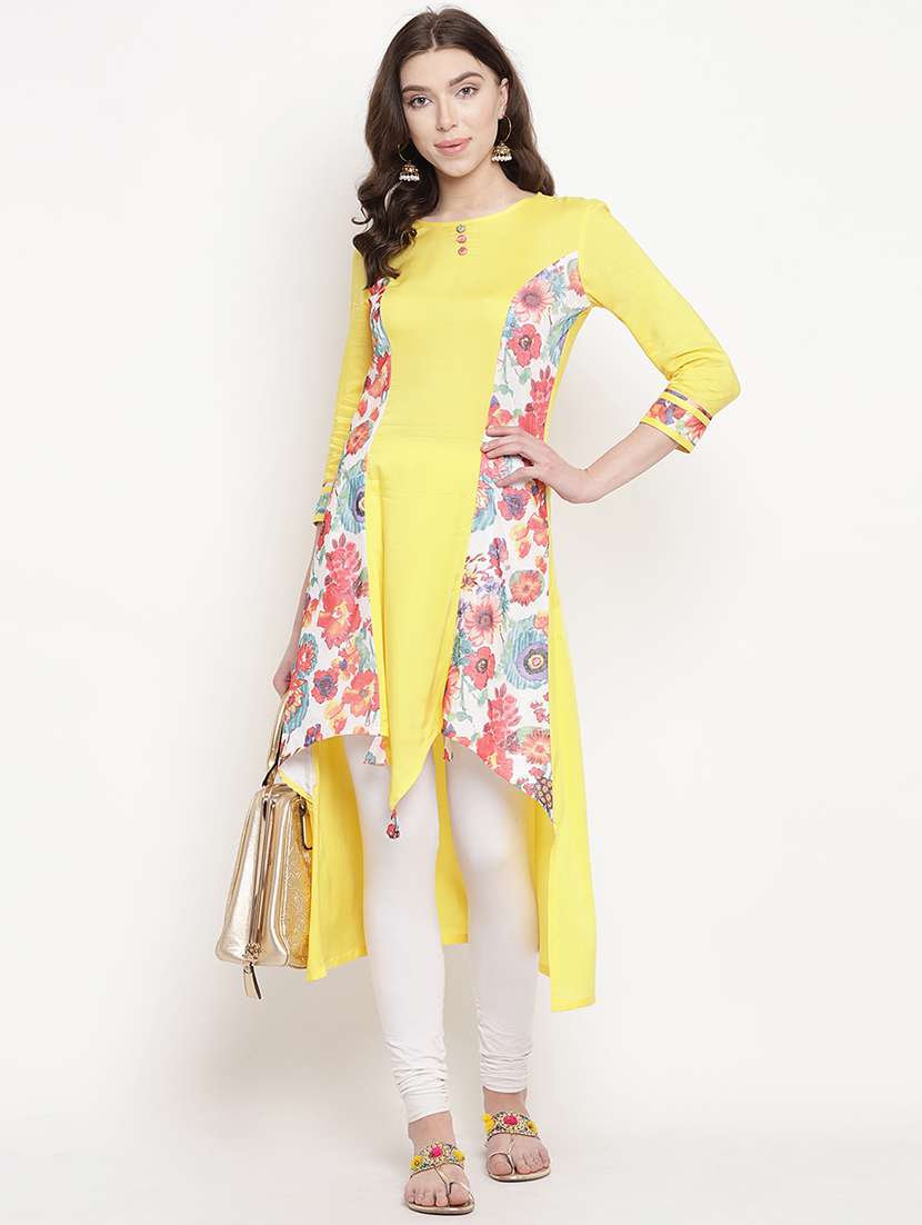 floral panel asymmetric kurta