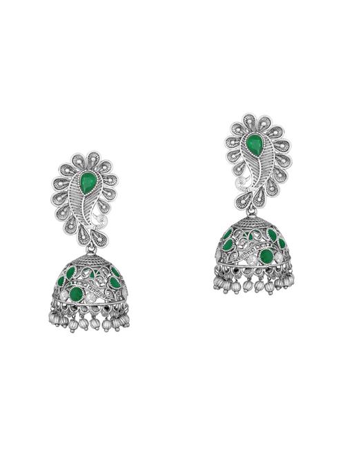 silver metal jhumka earring - 16016837 - Standard Image - 0