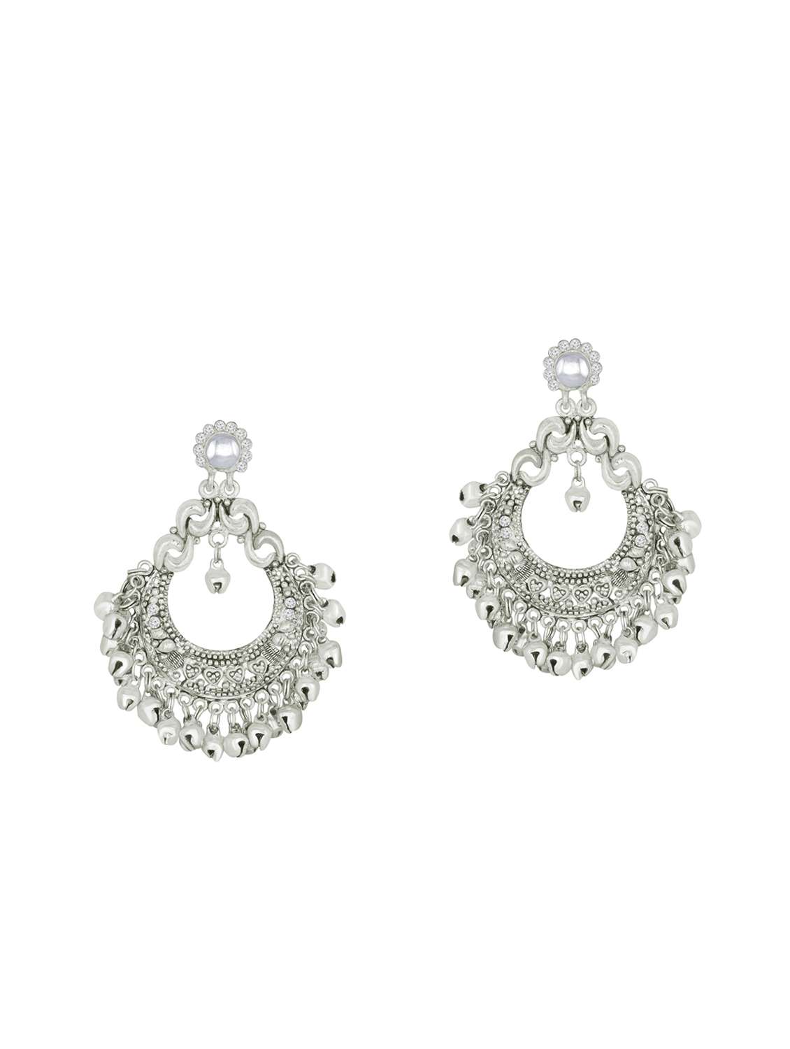 silver metal chandballi earring