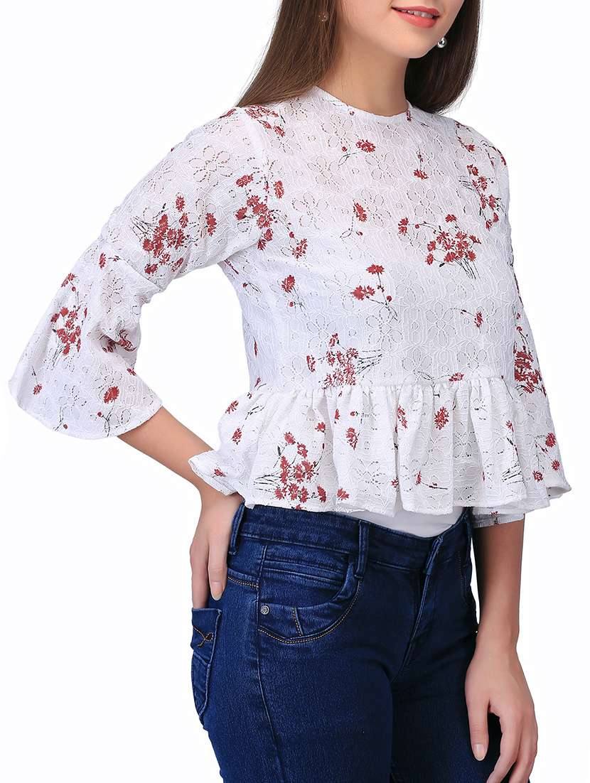 Women's Peplum Round Neck Top
