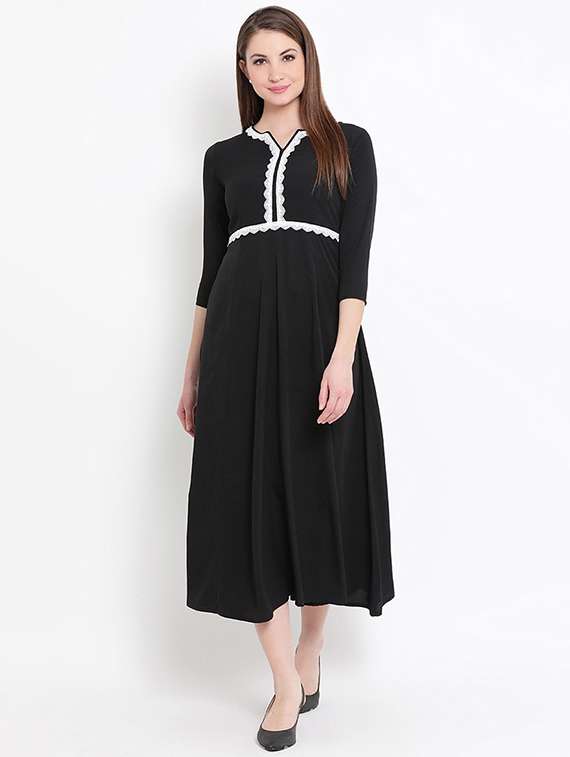 lace detail a-line ethnic dress 