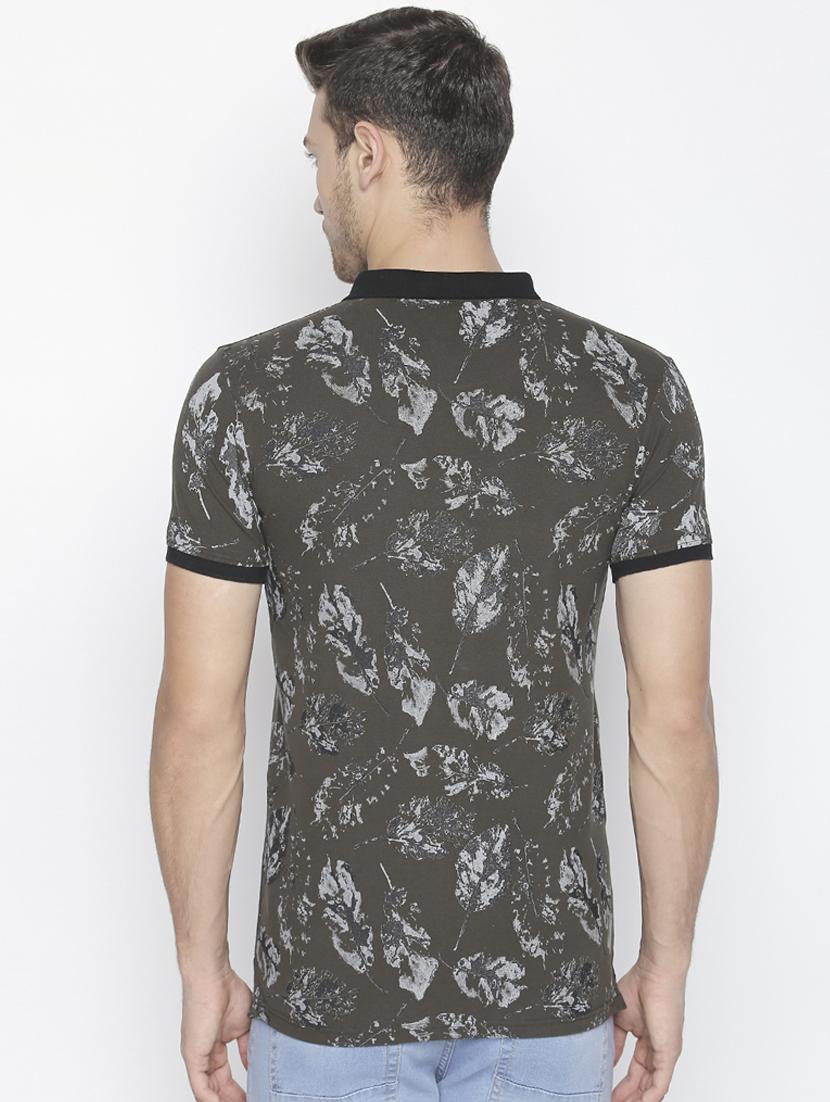 olive green all over print t-shirt - 16021519 - Standard Image - 2