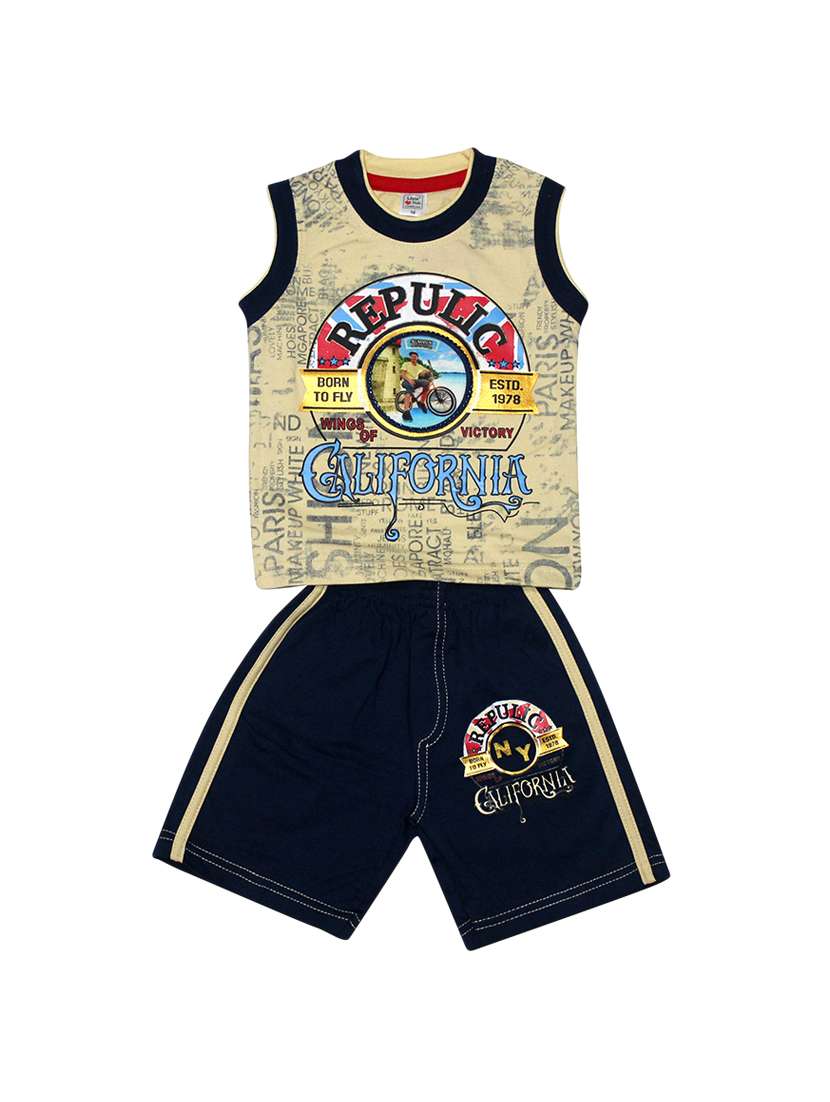 yellow cotton shorts set