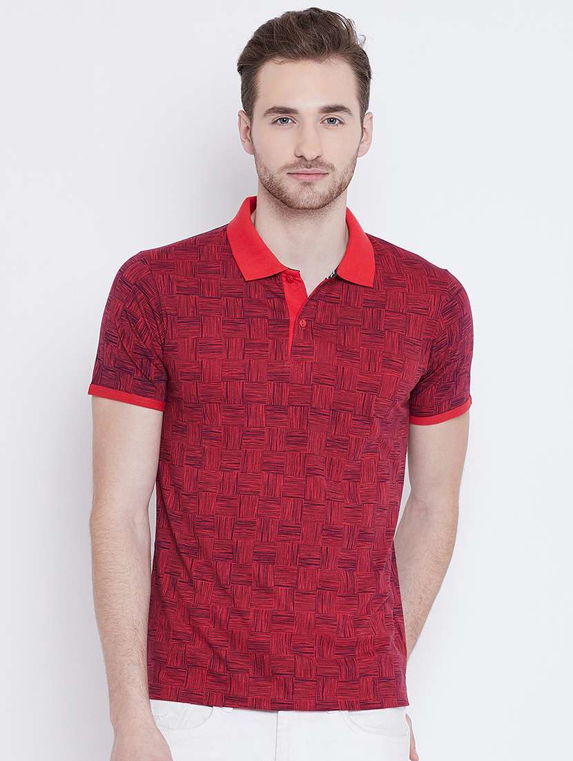red checkered polo tshirt