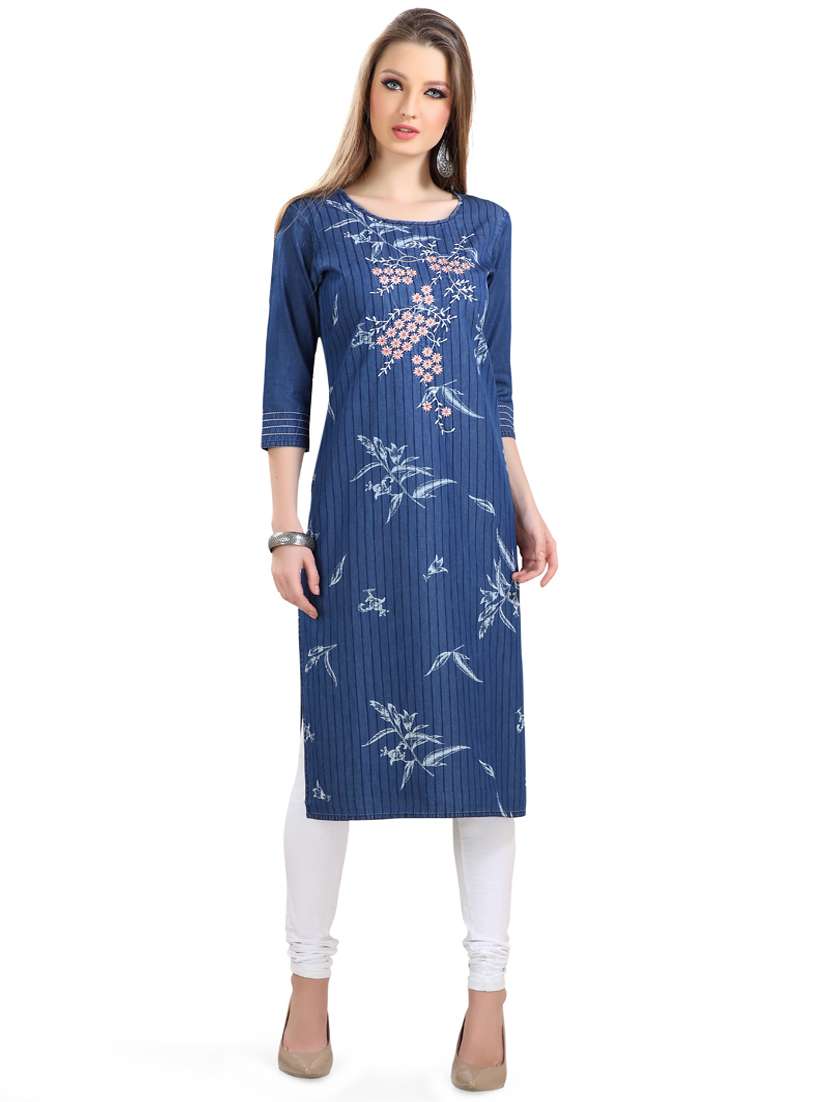 embroidered stripes straight kurta