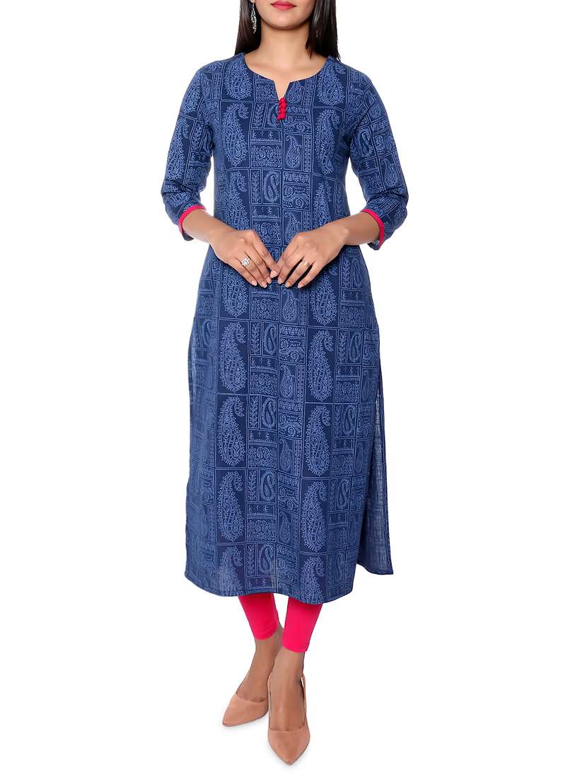 indigo paisley straight kurta