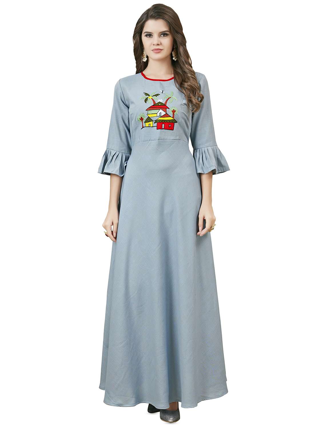 embroidered flared kurta