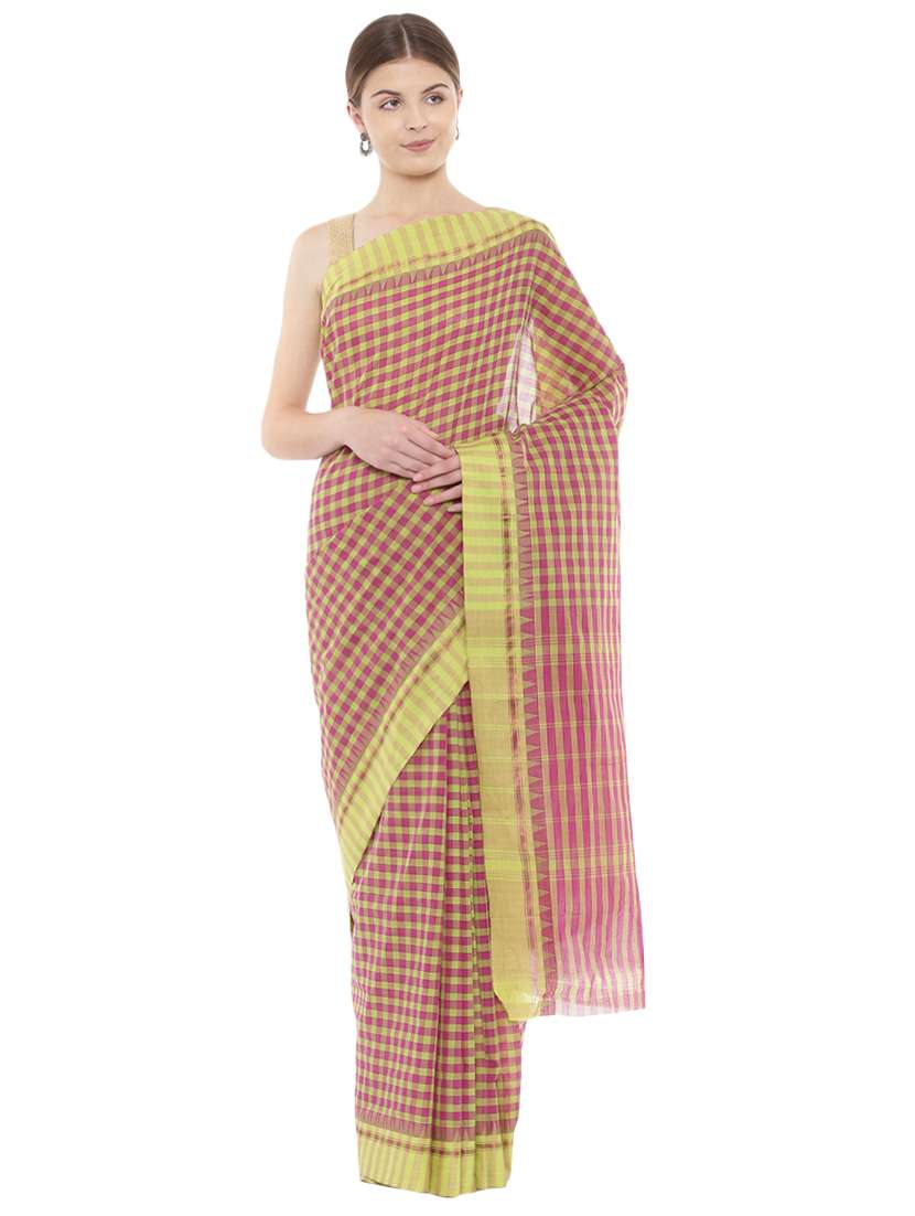 checkered chettinad saree with blouse