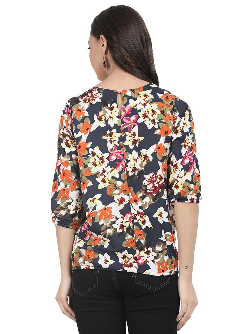 floral pleated blouson top - 16030444 - Standard Image - 2