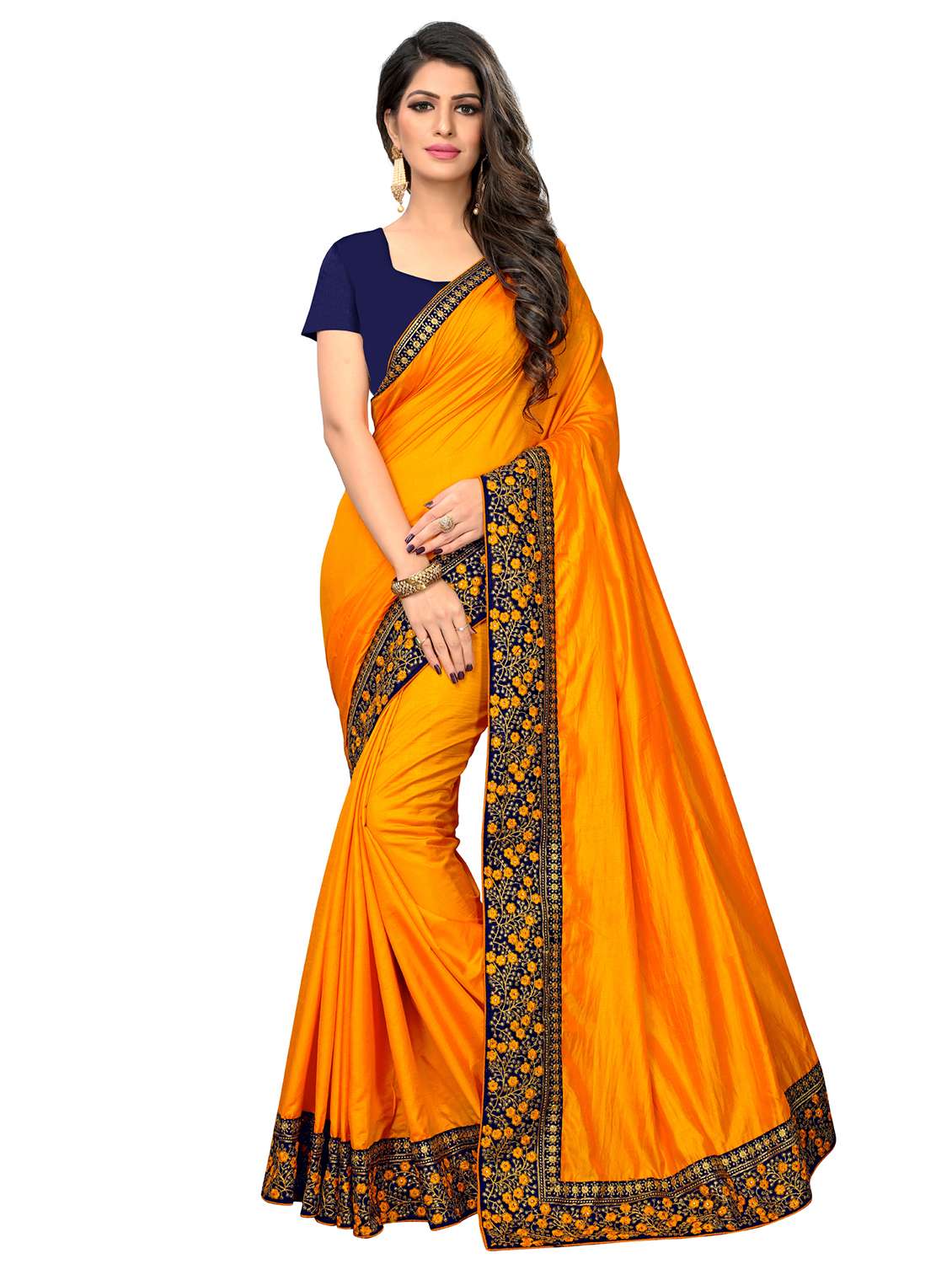 floral embroidered border saree