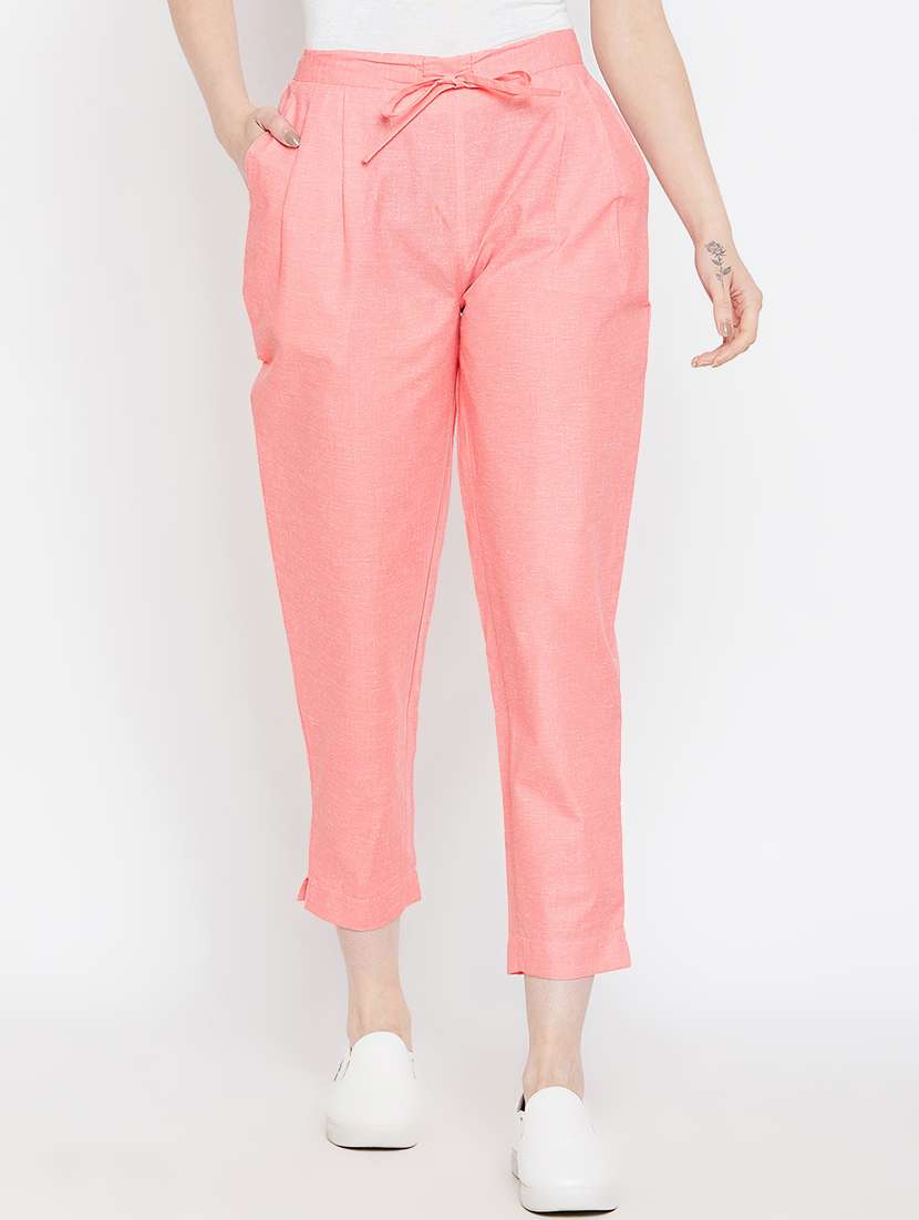 pleat detail drawstring cropped pant