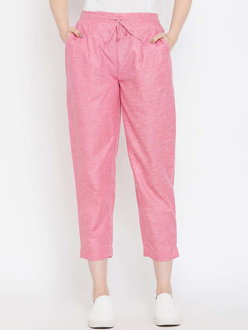 pleat detail drawstring cropped pant