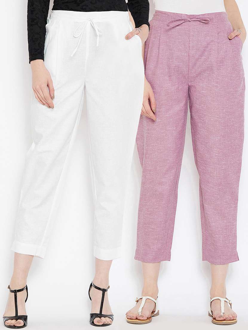 set of 2 drawstring crop pants