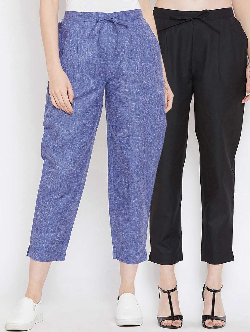 set of 2 drawstring crop pants