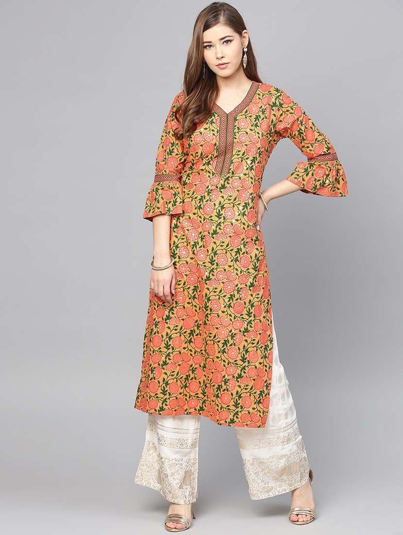 bell sleeves straight kurta