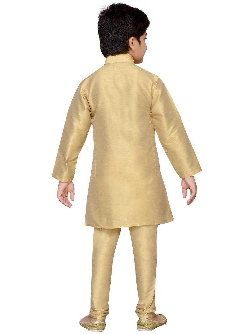 beige silk kurta set - 16047658 - Standard Image - 2
