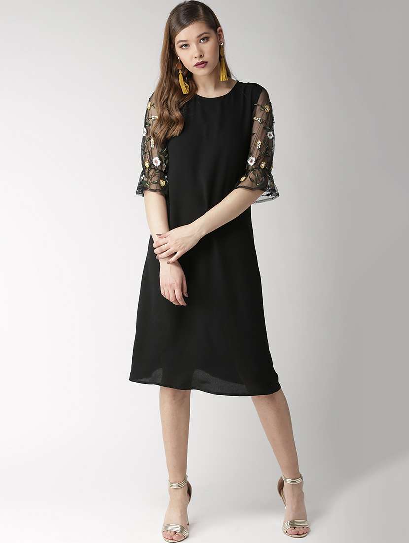 floral embroidered a-line dress